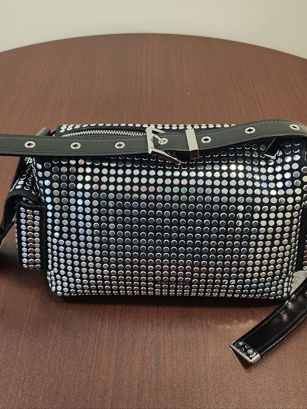 NWT Michael Kors Black/Silver Dakota MEDIUM Convertible Pocket Crossbody Bag - Picture 8 of 12